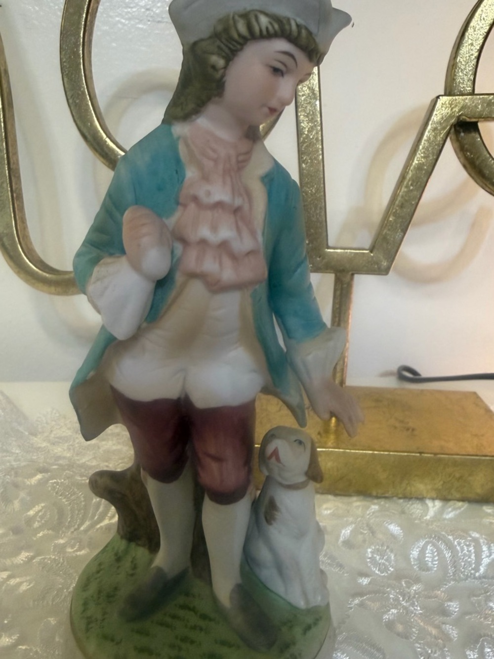 Vintage Porcelain Figurine - Young Gentleman with Dog